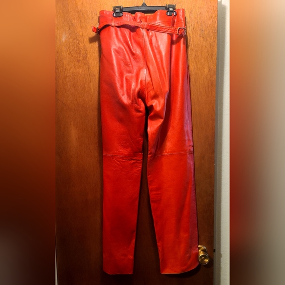 GORGEOUS Garl Creazioni Vera Pelle red genuine leather VINTAGE pants sz42/M - Picture 3 of 12